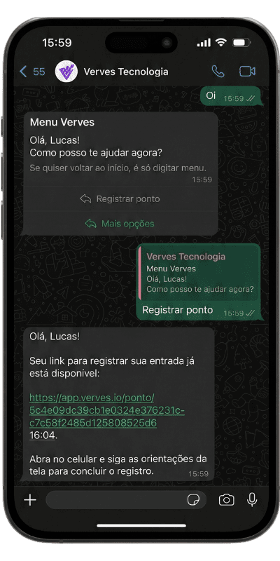 Aviso e acesso ao registro de ponto pelo canal do colaborador